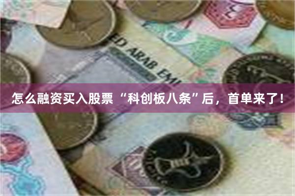 怎么融资买入股票 “科创板八条”后，首单来了！