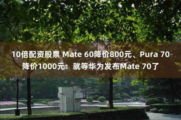 10倍配资股票 Mate 60降价800元、Pura 70降价1000元：就等华为发布Mate 70了