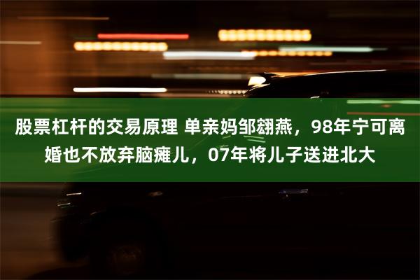 股票杠杆的交易原理 单亲妈邹翝燕，98年宁可离婚也不放弃脑瘫儿，07年将儿子送进北大