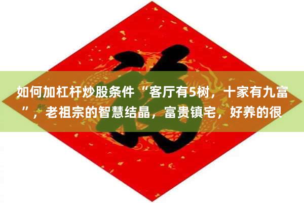 如何加杠杆炒股条件 “客厅有5树，十家有九富”，老祖宗的智慧结晶，富贵镇宅，好养的很