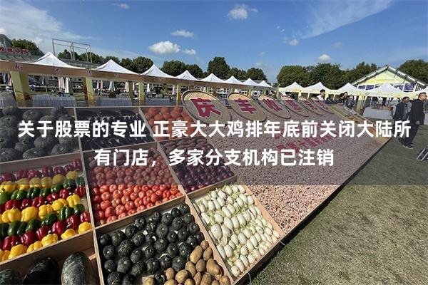 关于股票的专业 正豪大大鸡排年底前关闭大陆所有门店，多家分支机构已注销